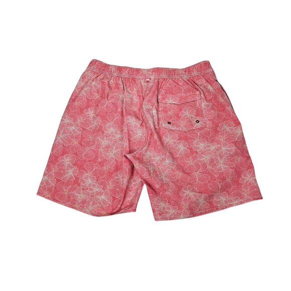 Johnnie-O Floral Swim Trunks Shorts Pink Men's Medium Lined Drawstring Pockets - Picture 7 of 13